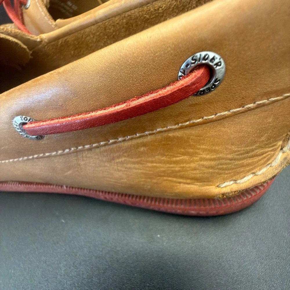 Sperry Top-Sider Mens Authentic Original Leather Boat Shoes Tan Red Sole Laces